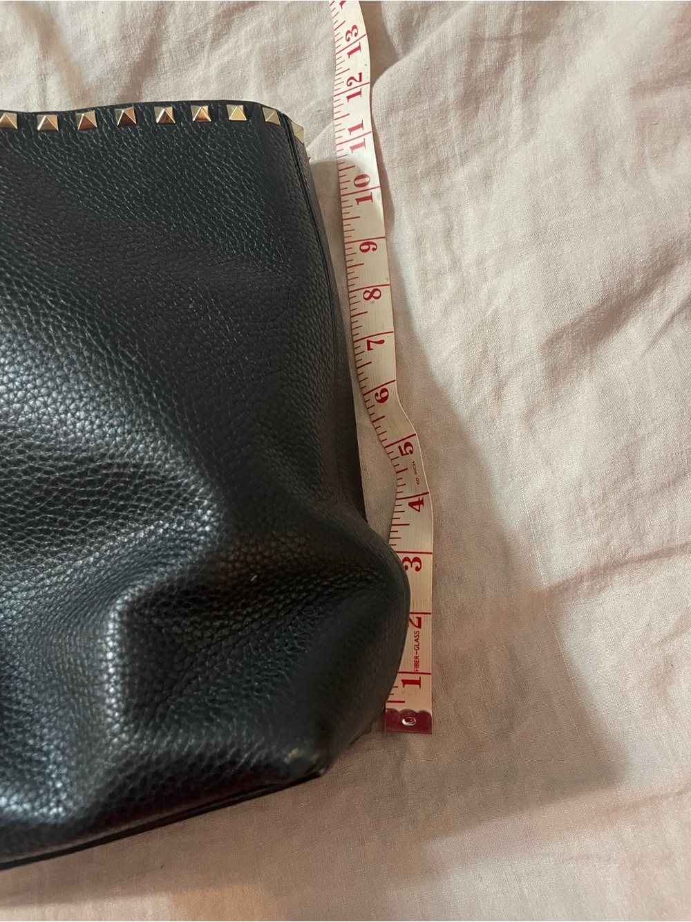 Valentino Black Pebbled Leather Tote with Gold Rockstud Trim - Picture 10 of 11